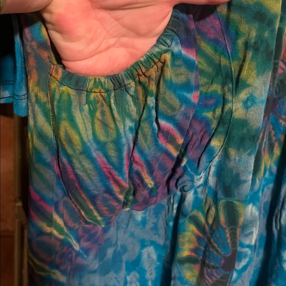Mexicali Blues - Y2K long sleeve tie-dye dress with pockets - Picture 3 of 8
